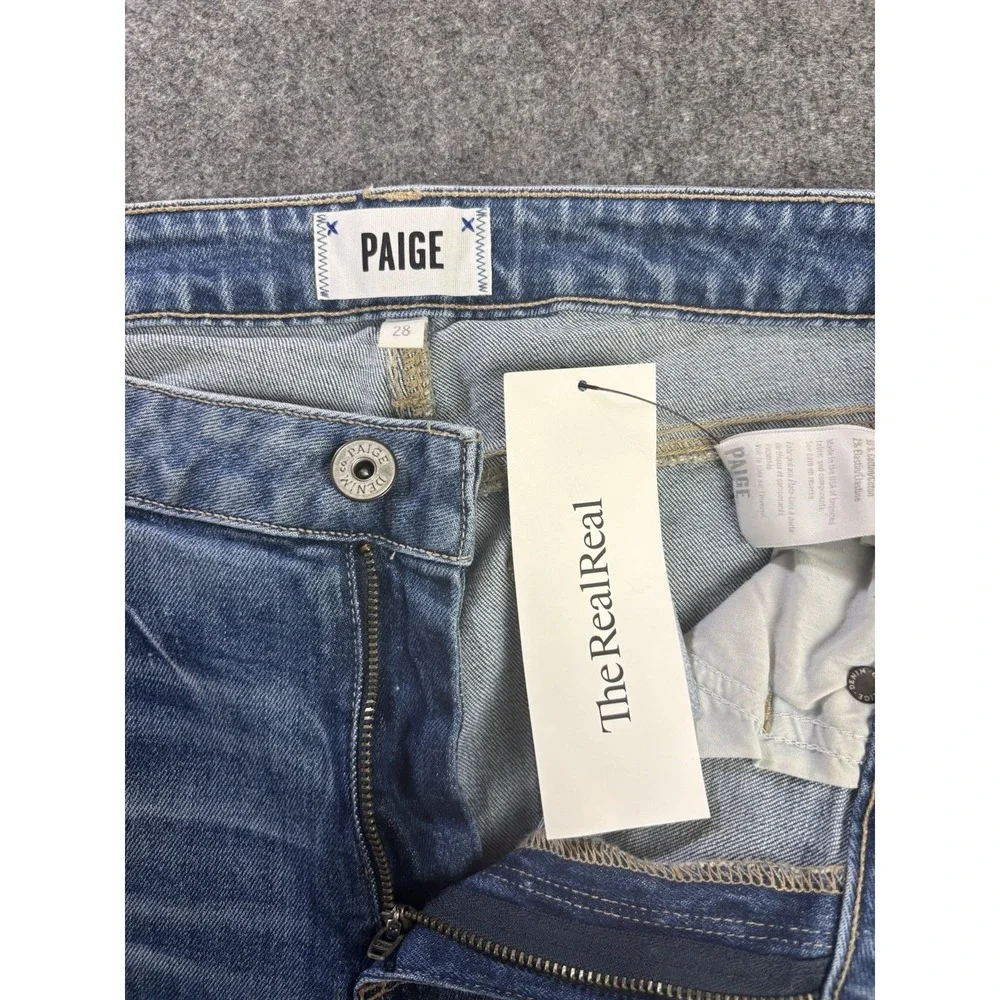 PAIGE Noella Distressed Straight Leg Jeans Women's Size 28 Premium Denim.   B2